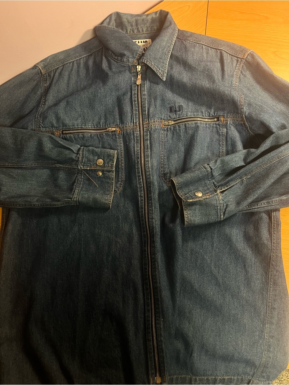 Iceberg Jeans Mens Denim Full Zip Shirt Jacket Made in Italy Size XL